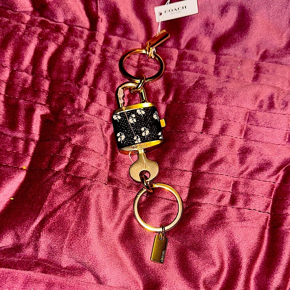 Coach Black and Gold Key Holder with Floral Design F76451 - Picture 5 of 5